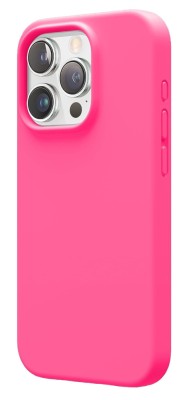 Husa de protectie din Silicon cu Microfibra la interior compatibila iPhone 15, Roz Neon foto