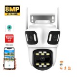 Camera Tripla de Supraveghere Wi-Fi, PTZ, TSS-P15, Ultra HD , cu 3 lentile , Audio Bidirectional, Night Vision, Slot Card ,cu Aplicatie Mobila