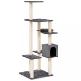 Cumpara ieftin Ansamblu pisici cu stalpi din funie sisal, gri inchis, 142 cm