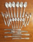 SERVICIU DE TACAMURI DIN METAL ARGINTAT PENTRU 6 PERSOANE-FRAGET -POLONIA ANII 50-60