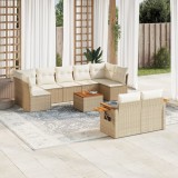 vidaXL Set canapele de grădină cu perne, 10 piese, bej, poliratan 3227136