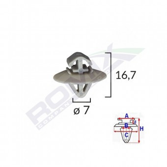 CLIPS FIXARE ELEMENTE EXTERIOARE PENTRU IVECO/OPEL/RENAULT 7X16.7 - GRI SET 10 BUC foto