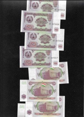 Tadjikistan 20 ruble 1994 unc pret pe bucata foto