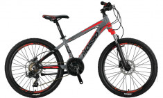 Bicicleta Mosso Wildfire M-24- HYD - 13 , Roata 24&amp;quot; , Aluminiu , Culoare gri/rosPB Cod:M01MSO2430713002 foto