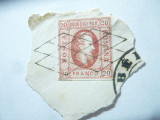 Emisiune Romania - CUZA -val.20 Parale 1865 pe fragment , stampila gratar, Stampilat