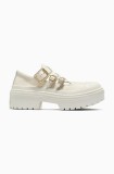 Converse pantofi de piele Chuck Taylor All Star Lugged Heel MJ femei, culoarea alb, cu platforma, A10617C