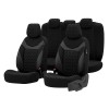 Huse Auto VW Tiguan 2008-2013 Piele Ecologica + Textil Gri, Compatibil Airbag, Set Complet Scaune Fata+Spate+Tetiera, Umbrella