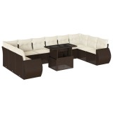 Cumpara ieftin Set canapele de gradina cu perne, 11 piese, maro, poliratan