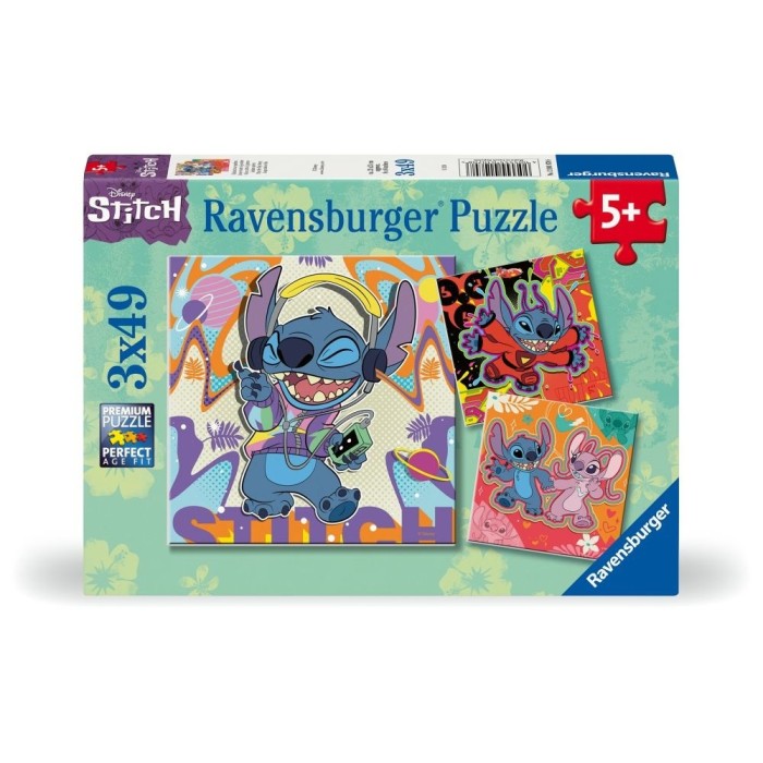 Ravensburger - Puzzle Disney Stitch in ritmul muzicii 3x49 piese