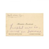 Carte de vizită Al. Macedonski, cu text olograf