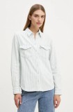Levi&#039;s camasa jeans femei, culoarea alb, cu guler clasic, regular