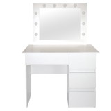 Masa de toaleta/machiaj, alba, cu oglinda si LED-uri, Irina, 94x43x141 cm