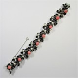 Bratara Argint Opulent Art Deco Pietre Rhodosit Si Perle