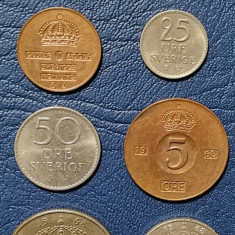 SV * Suedia 1-2 -5 -10 - 25 - 50 ORE 1 - 2 KRONER 1968 * AUNC cu luciu monetar