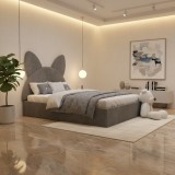 Pat Tapitat Amira Gri cu Catifea Premium Stoc limitat