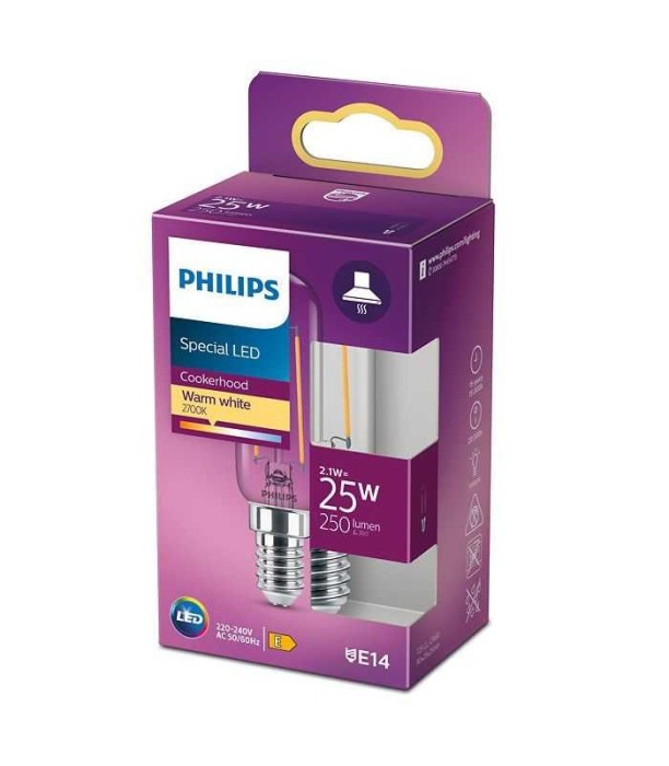 Bec LED filament Philips T25 E14 2.1W (25W) 250lm lumina calda 2700K