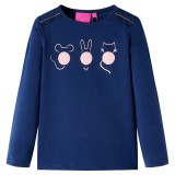 Tricou pentru copii cu m&acirc;neci lungi, bleumarin, 92, vidaXL