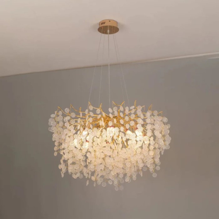 Candelabru Cristal WALTZ Serenade, 12x G9, Auriu, 80cm, Inaltime Reglabila