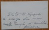 Carte de vizita a lui Ulise Negropontes, cu text olograf de felicitare, ginerele lui Gheorghe Tatarescu