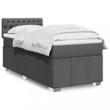 VidaXL Pat box spring cu saltea, gri &icirc;nchis, 90x190 cm, textil 3286931