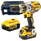 DeWalt DCD996P2 - Masina de gaurit si insurubat cu percutie cu 2 acumulatori Li-Ion 18 V 5 Ah 95 Nm motor fara perii led iluminare valiza speciala