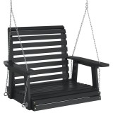 Cumpara ieftin Leagan de gradina cu lanturi metalice, negru, lemn masiv brad
