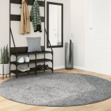 Covor pufos &quot;PAMPLONA&quot; cu fire &icirc;nalte, gri modern, &Oslash; 200 cm