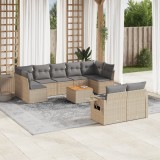 VidaXL Set canapele de grădină, 10 piese, cu perne, bej, poliratan 3257046