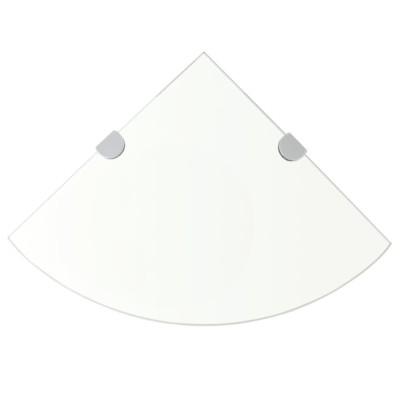 Raft de colț cu suporți de crom din sticlă transparentă 35 x 35 cm 243853 foto