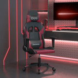 VidaXL Scaun de gaming de masaj, negru și roșu vin, piele ecologică