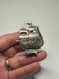 MINIATURA ARGINT 800 - CORABIE cu Panze - PINTA - Mare - 32g. - Vintage !