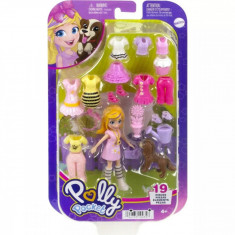 Mini papusa cu animalut si haine de schimb Polly Pocket, HKV89