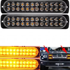 Set 2 Proiectoare auto 24 LED stroboscop lumina galbena, 72W