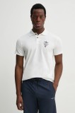 Aeronautica Militare tricou polo barbati, culoarea alb, cu imprimeu, PO1845J674