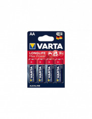 Baterie Varta LongLife Max Power AA R6 1,5V Alcalina set 4 buc,Cod:4706 foto