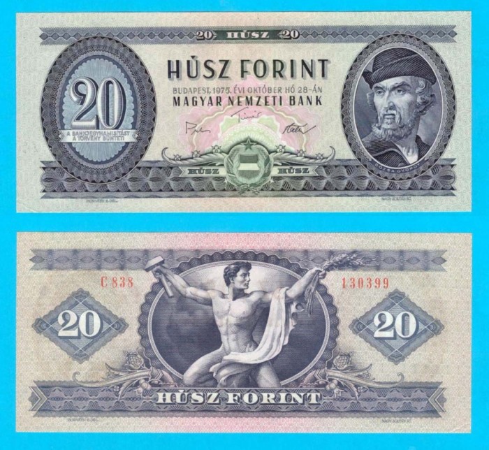 Ungaria (p#169) 20 Forint 1975 aUNC+ &#039;Gyorgy Dozsa&#039; serie: C838 130399