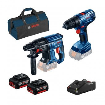 BOSCH GBH 180-LI Ciocan rotopercutor brushless Li-Ion, 2J + GSR 180-LI Masina de gaurit si insurubat Li-Ion, 54Nm + 2 acumulatori Li-Ion, 4Ah + Geanta foto