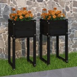 Cumpara ieftin Jardiniere, 2 buc., Negru, 40x40x52,5 cm, lemn masiv de pin