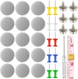 Kit 65 capse, Aisdelu&reg;, incluse 65 bucati catarame, 65 cuie colorate, surubelnita, banda de masura, pentru reparatia plafonului auto, compatibil Audi,