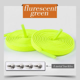 Verde Fluorescent- Sireturi Elastice cu sistem NO TOUCH cu clips metalic, PLATE, SIRETILA