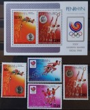 BC709, Penrhyn 1988, set colita+serie sport, J.O.Seul (vezi poza pe spate, un timbru este intepat)