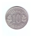 Moneda Islanda 10 kronur 1971, stare buna