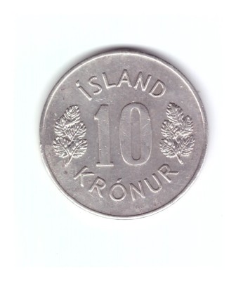 Moneda Islanda 10 kronur 1971, stare buna foto
