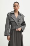 Answear Lab trenci femei, culoarea gri, de tranzitie, oversize