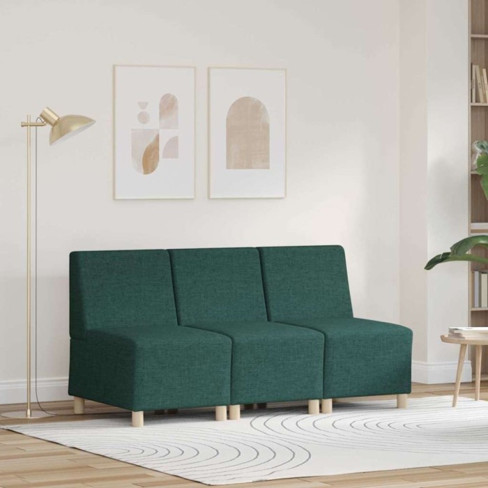 Unitate Sofa Modulară Fără Brațe 3 pcs Verde &icirc;nchis
