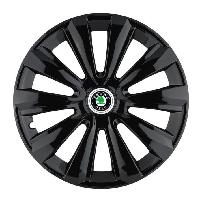 Set 4 Capace Roti, potrivite jantelor de R15, pentru Skoda, model delta negru