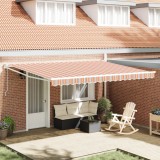 vidaXL Marchiză automată retractabilă cu dungi multicolore 450x300 cm
