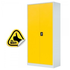 Fiset dulap metalic 4 polite+baza, 180x80x35 cm, 60 kg/polita, usi color galbene, dulap metalic neasamblat