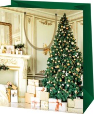 Punga cadou mare. Brad verde de Craciun