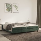 Cumpara ieftin Pat box spring cu saltea, verde &icirc;nchis, 200x200 cm, catifea